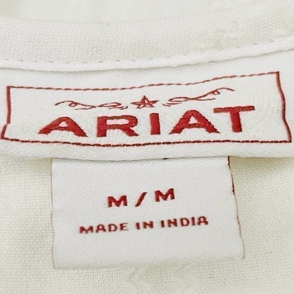 ARIAT Boho Embroidered Tassel Tie Bell Sleeve Blouse - Picture 5 of 7